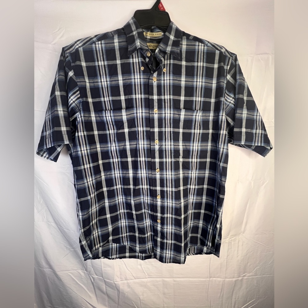 Munsingwear Button Up Striped Short Sleeve Wrinkle Free Shirt - Men's Size Med